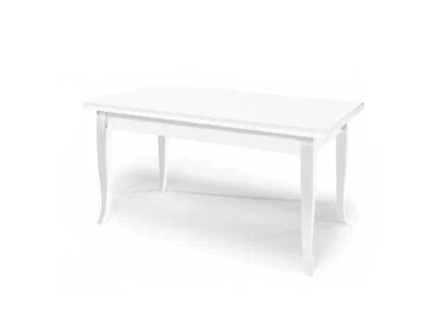 Tisch Ausziehbar Rechteckig Kunst Armen Weiß Matt Beine A Säbelsägeblatt - Bild 1 von 4