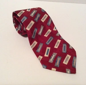 Viaggio Neck Tie * Red With Blue And Gray Design * Cool Classy Dress - Picture 1 of 6