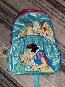 NWT Disney Vintage 90s Deadstock Snow White & Seven Dwarfs Vinyl Backpack - Picture 1 of 3