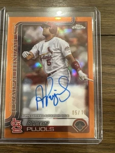 2025 Topps Chrome Albert Pujols - Orange Refractor Auto #5/15 Jersey Match 🔥🔥 - Picture 1 of 2