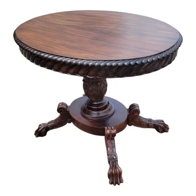 Mesa de centro ovalada victoriana de caoba del siglo XIX, tallada finamente, rara antigua Foto 1 de 4