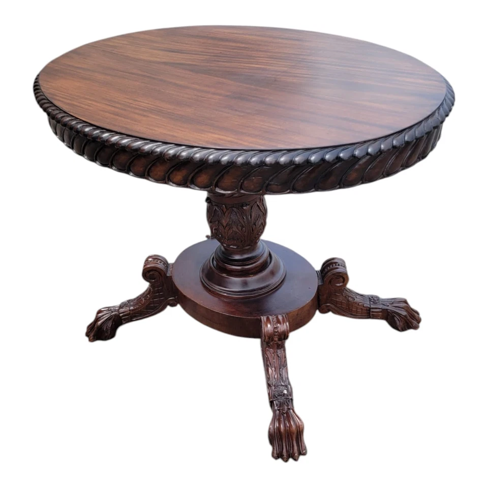 Mesa de centro ovalada victoriana de caoba del siglo XIX, tallada finamente, rara antigua Foto 1 de 4