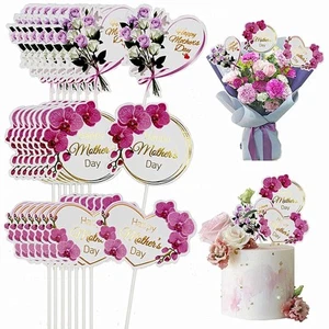 24PCS Happy Mothers' Day Cake Topper Set,Heart Round Butterfly Orchid Rose... - Picture 1 of 7