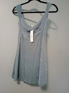 Mini Vestido Corsé Terciopelo Urban Outfitters Genevieve Pequeño S Azul Cielo Coqueta - Imagen 1 de 14