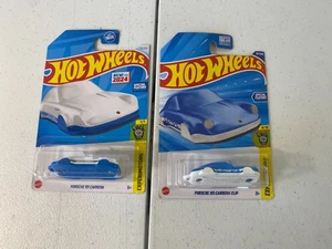 Hot Wheels Porsche 911 Carrera Clip Schlüsselanhänger 2 Stück: blau-weiß NEU - Bild 1 von 7