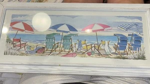Arte da spiaggia con cornice personalizzata di Donna Ellis gruppo chat 22,5” x 10,5” - Foto 1 di 6