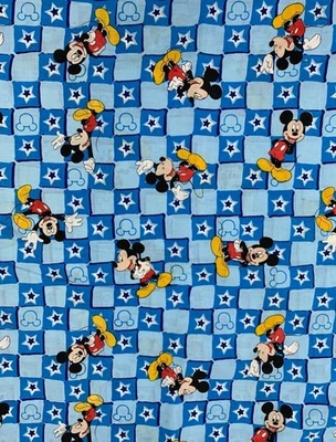 Tela parche estrella a cuadros azul claro Mickey Mouse por yarda x 44" algodón Foto 1 de 3