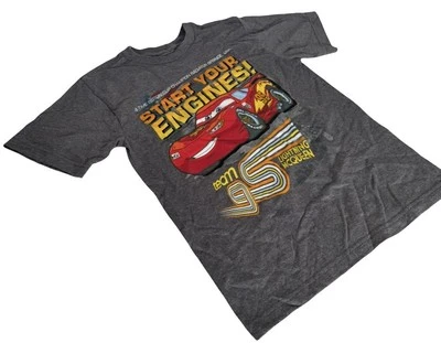 Disney Boys Cars Lightning McQueen Start Your Engines Gray Shirt Size Medium - Image 1 of 3
