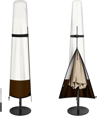 Cubierta de paraguas de patio exterior con varilla blanca &amp; beige  Foto 1 de 4