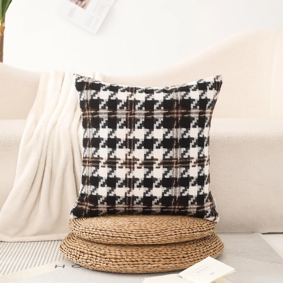 Jacquard Houndstooth Decorative Throw Pillow Covers for Couch/Sofa/Bedroom, 2... - Image 1 of 4