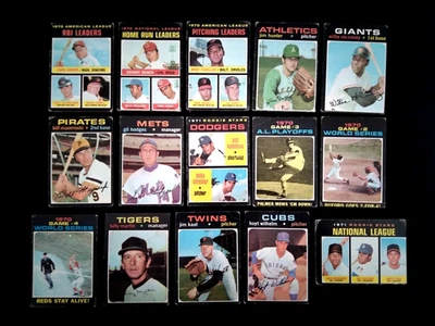 Lote de 15 béisbol Topps Bench Mazeroski Hunter McCovey Palmer Buckner 1971 novato Foto 1 de 4