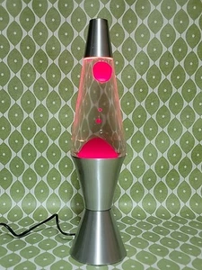 Vintage Retro Haggerty Enterproses LAVA LAMP Pink Wax Silver Base 41cm - Picture 1 of 12
