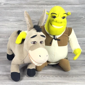 Vintage 2004 Shrek 2 Jumbo Plush Hasbro Shrek & Donkey Set Pair Collectible Toys - Picture 1 of 22