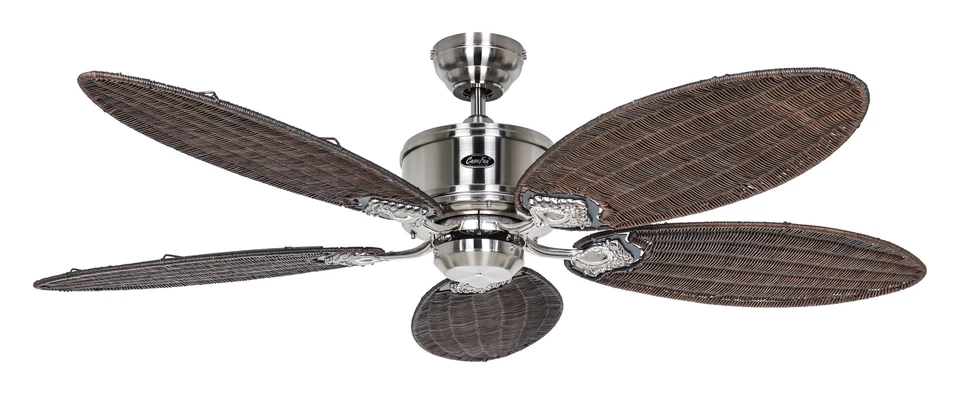 Dc Ceiling Fan with Remote Control Caribbean Dream Eco Fan Chrome Rattan - Image 1 of 4