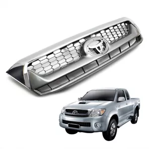 Chrome Gray Front Grille Grill Trim For Toyota Hilux Vigo 4x2 4x4 2008 2010 - Bild 1 von 8