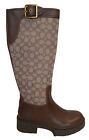 COACH Ladies Lilli Brown Jacquard & Leather Knee Boots US8 UK6 NEW RRP350