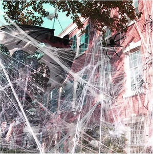 1400 sqft Halloween Spider Web Decorations, Super Stretch Fake Spider Webs. - Picture 1 of 7