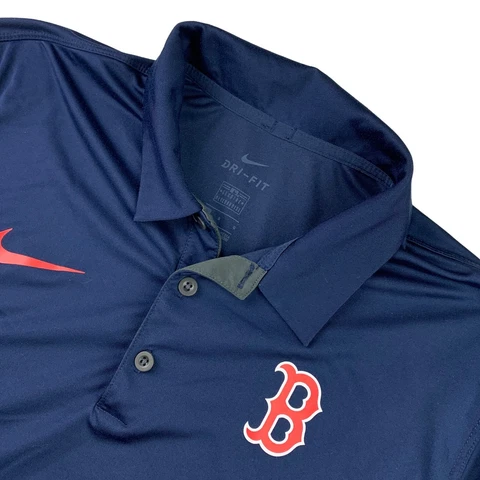 Boston Red Sox Men's Nike Dri-Fit Performance Polo Shirt Navy/Gray • Large Cover
