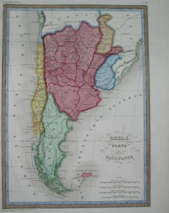 1837 ORIGINAL MAP SOUTH AMERICA CHILE ARGENTINA PATAGONIA URUGUAY BUENOS AIRES - Picture 1 of 8