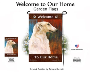 Welcome Garden Flag - White and Lemon Borzoi 236B - Picture 1 of 1
