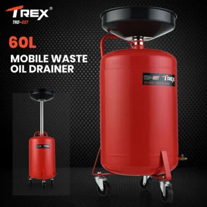 T-REX 60L Waste Oil Drainer Tank Car Workshop Mobile Telescopic Vehicle Engine - Picture 1 of 12