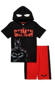 DC Comics Batman Hood Top & Shorts 2-Pc Outfit Cosplay Size 8 Red Glow Glow NWT - Picture 1 of 16