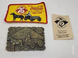 Coca-Cola 75th Anniversary Gürtelschnalle Vintage 1975 Bergamotte Messingöffner auf der Rückseite - Bild 1 von 14