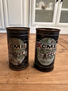 (2) Vtg Rare Flattop 12 FL Oz San Francisco Acme Breweries Empty Acme Beer Can 1 - Picture 1 of 7