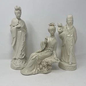 3 antiche statuine porcellana cinese bianco bisque bianco marcato de chine - Foto 1 di 24