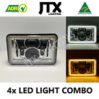 JTX Lighting 4x6" Chrome LED Headlights - White Halo Flashes Amber