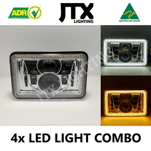 JTX Lighting 4x6" Chrome LED Headlights - White Halo Flashes Amber - Picture 1 of 10