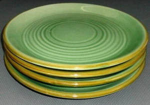 4 JACLYN SMITH 'Today -Green Pattern' 10⅝" DINNER PLATES: Jade w/Russet Edge (4) - Picture 1 of 17