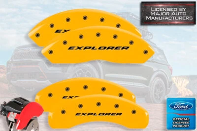 Ford "Explorer" 2006-2010 cubiertas de pinza de disco de freno MGP amarillas delanteras + traseras 4 piezas Foto 1 de 4