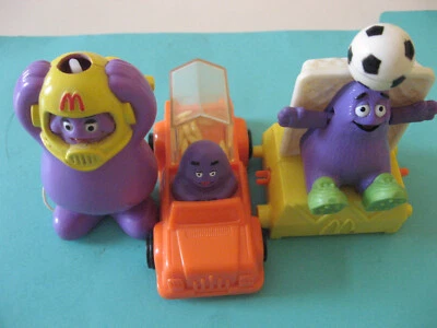 MACDONALD'S MCDO LOT DE 3 JOUETS GRIMACE VINTAGE RARES ANNEES 1990 - Photo 1/3