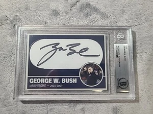 George W. Bush Signed Cut Card 1/1 Beckett Certified Rare!! #43 1st Pitch - Picture 1 of 10