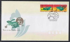 Isla de Navidad Scott 417a FDC - 1999, Año del Conejo - Imagen 1 de 1