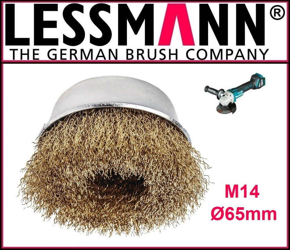 Lessmann Winkelschleifer Topfbürste M14 Ø 65 mm Messing Draht 0,30mm 12000min-¹ - Bild 1 von 1