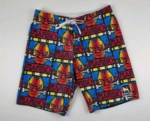 Mambo Loud Men's Board Swim Shorts Size 36 Large Farting Whistling Dog Beach - Picture 1 of 10