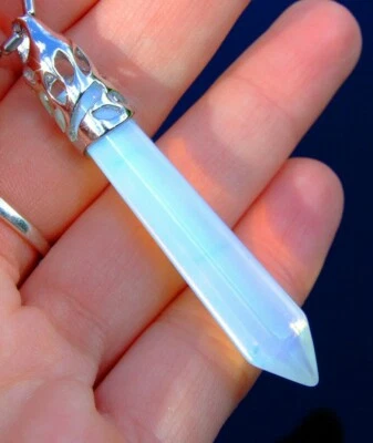 Collana ciondolo adularia GARANZIA pietra di luna naturale argento 925 NUOVA  - Immagine 1 di 4