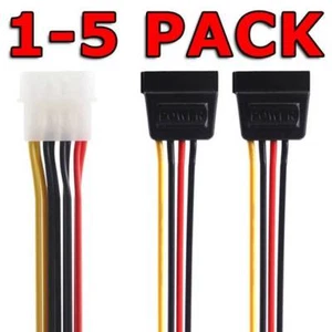 4 Pin IDE Molex to 2 x Dual SATA Power Cable Splitter Female HDD CD-ROM Adapter - Picture 1 of 16