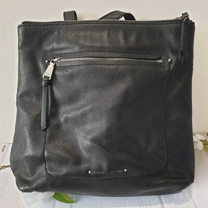 FIORELLI Large BACKPACK BAG Black Faux Vegan Leather Compartments Zip Pockets - Picture 1 of 13