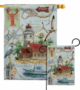 Seaside Lighthouse Garden Flag Nautical Coastal Decorative Yard House Banner - Picture 1 of 17