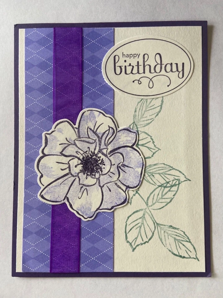 Wild Rose Cumpleaños Amigo Púrpura Tarjeta Kit de 10 Hecho con Stampin’ Up! Foto 1 de 1