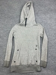 Volcom Tower Pullover Sweatshirt Women's S Gray Long Crossover Neck Thumbholes - Picture 1 of 7