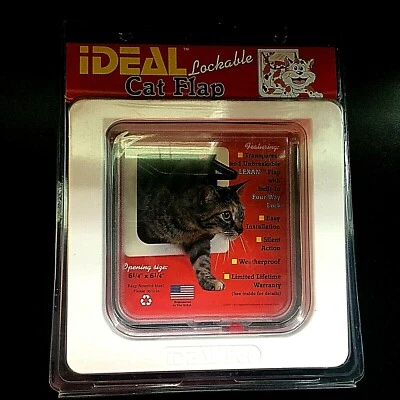 IDEAL Lockable Cat or Dog Flap Door 4-Way Lock 6.25 x 6.25 Weatherproof White - Image 1 of 4