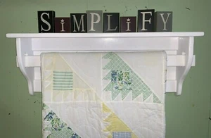 Wall Quilt Rack - Blanket Shelf - Towel Rack with Shelf White - Picture 1 of 11
