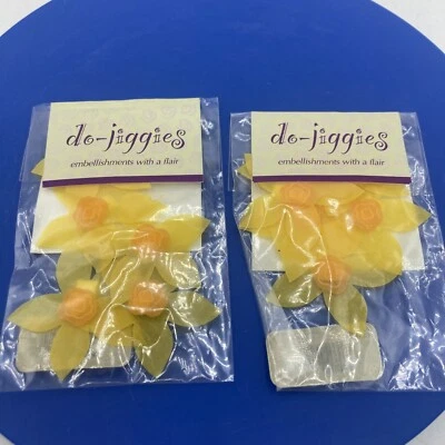 Paquete de 2 pegatinas de flores amarillas de papiro de colección Do Jiggies álbum de recortes dimensional Foto 1 de 4