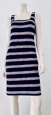 BOTIQUE MOSCHINO Vestido a Rayas Negro Algodón Tweed 2 Piezas Conjunto de Traje a Juego IT 44 M Foto 1 de 4