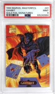 1994 Marvel Masterpieces Gambit Gold Foil Signatures #41 PSA 9 MINT - Picture 1 of 2