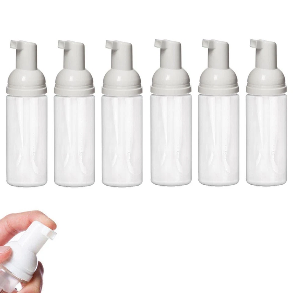 6 Pk Empty Foam Pump Bottles White Plastic Mini Soap Dispenser 17Oz - Image 1 of 1